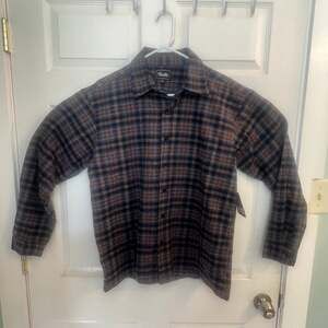 Primitive Skateboarding Street Flannel Shirt Dark Blue Plaid Size M